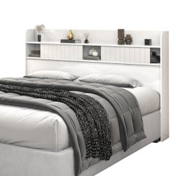 Cabeceira Dubai Mdf Organização Prateleiras Vários Tamanhos Cores:queen/branco - 2