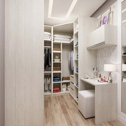 Guarda Roupa Closet sem Portas Canto em U 6 Peças, Escrivaninha e Basculante Prime Luciane Móveis - 1