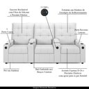 Ver imagem 4 de Poltrona do Papai Reclinável Sala de Cinema Movie 3 Lugares Manual Baú Usb Pu Branco Gran Belo Movie