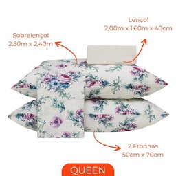 Jogo de Cama Queen Duplo 4 Peças Sultan Realce Premium Alana - 3