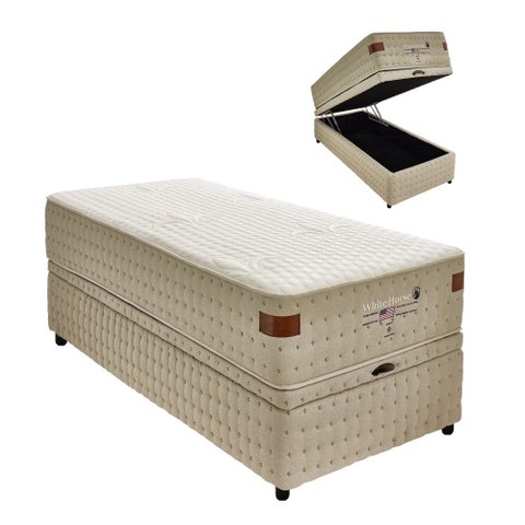 Cama Box Solteiro Americano Baú Molas Ensacadas White Horse Carolina Mattress 96x203 Carolina Mattre