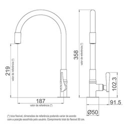 Torneira Lorenflex De Bancada Com Bica Flexível Lorenzetti 1177 G27 Cinza - 4