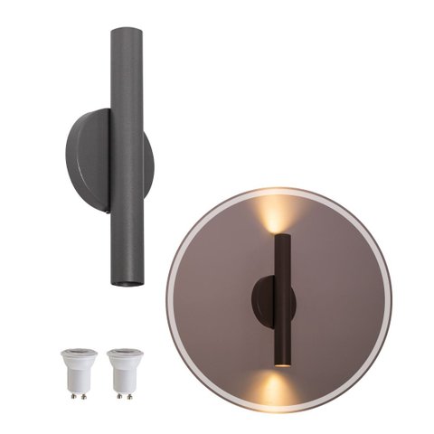 Arandela Tubo Cilindro Cinza 30cm 2 Fachos + 2 Led Mr11 Br.quente St2773
