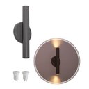 Ver imagem 1 de Arandela Tubo Cilindro Cinza 30cm 2 Fachos + 2 Led Mr11 Br.quente St2773