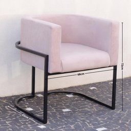 Poltrona Elegance Pé Preto Assento Rose 72x68x63cm - 2
