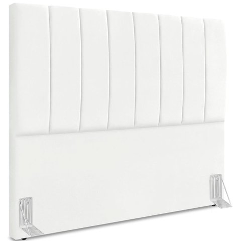 Cabeceira Casal 140cm Allia Suede Branco Rm Branco