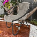 Ver imagem 2 de Kit 6 Cadeiras Decorativa Julia em Corda Náutica e Base em Alumínio Preta/ Areia