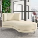 Ver imagem 2 de Sofá Chaise Longue Sala de Estar Living Lucca Direito D02 Linho Creme D-463 - Lyam Decor