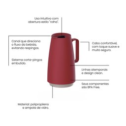 Garrafa Térmica Tramontina Exata 6163605 500ml Vermelho 61636056 - 6