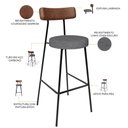 Ver imagem 4 de Kit 6 Banqueta Alta Cozinha Sala Jantar Milão L02 Couríssimo Marrom Linho Cinza Escuro - Lyam