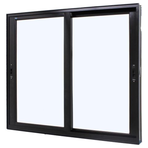 Janela Perfecta 2 Folhas 120x100 Alumínio Anodizado com Vidro Preta Jap