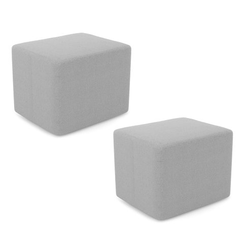 Kit 02 Puffs Decorativos Living Yumi Retangular 60cm Cinza Claro - Desk Design