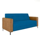 Ver imagem 1 de Sofá Living Decorativo Houston 2 Lugares 180cm Pés em Metal Veludo/ Pu Azul/ Caramelo G33 - Gran Bel