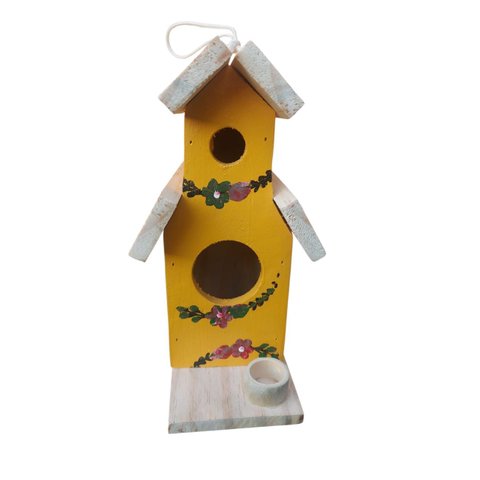 Mini Casinha Dois Andares Feitos de Madeira para Decoração Casa Decoração