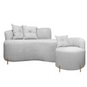 Ver imagem 1 de Sofá Orgânico 2 Lugares + 1 Poltrona Grécia Linho Bouclê e Pés em Metal Cinza Sofa Store