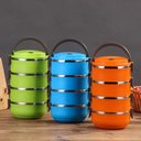 Ver imagem 5 de Kit Marmita 4 Compartimentos Empilhavel Inox Termica Hermetica Lunch Box Fitness