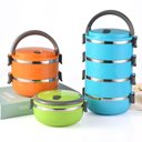 Ver imagem 7 de Kit Marmita 4 Compartimentos Empilhavel Inox Termica Hermetica Lunch Box Fitness