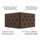 Ver imagem 3 de Cabeceira Casal Elisa Suede Capitonê Estofada Design Clássico e Sofisticado - Marrom