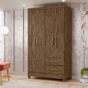 Ver imagem 1 de Guarda Roupa Solteiro 4 Portas 2 Gavetas Chile - Castanho Wood