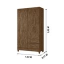 Ver imagem 2 de Guarda Roupa Solteiro 4 Portas 2 Gavetas Chile - Castanho Wood