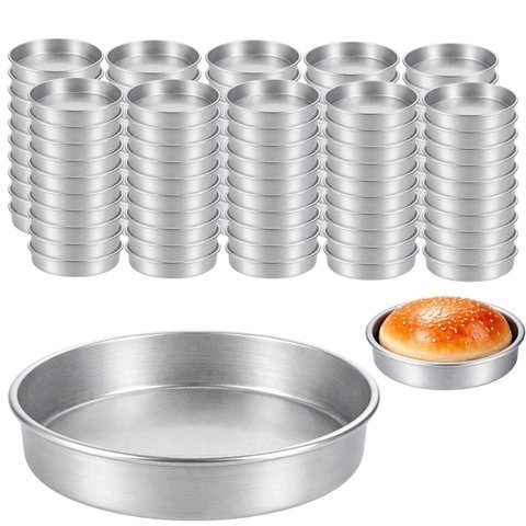 Kit 100 Forminha Pão de Hambúrguer Alumínio 11,5x2,5 Brioche