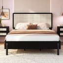 Ver imagem 1 de Cama Casal com Cabeceira Fixa 138cm Palhinha Oslo Nero 27055