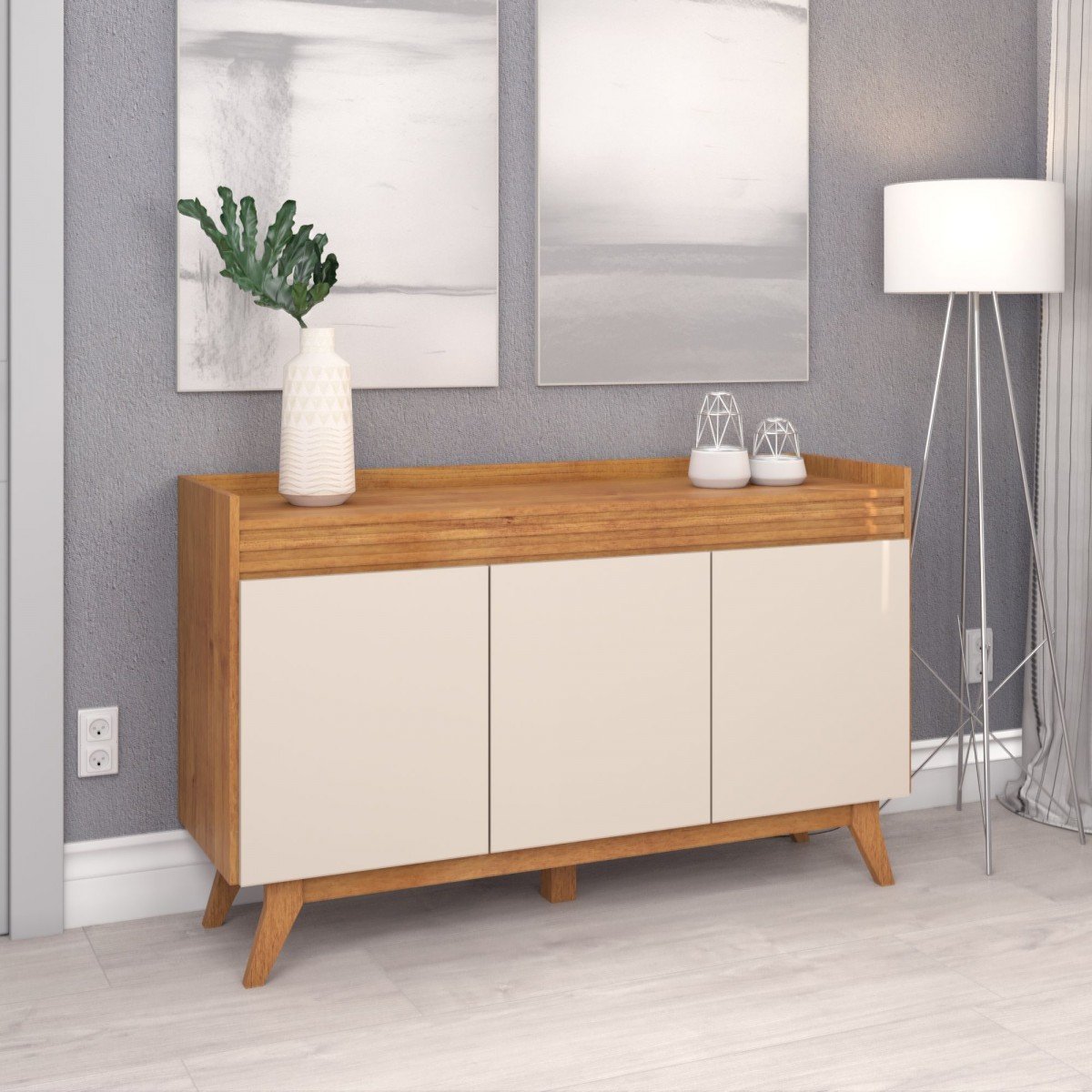 Buffet Salles 3 Portas 1 Prateleira Interna Mel/off White