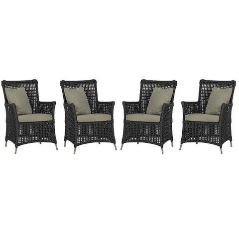 4 Poltronas Igapó Alumínio Pintura Fendi Corda Náutica E8 Preto