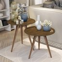 Ver imagem 1 de Kit Mesa Isa Lateral e Canto de Sofá Retrô com 3 Pernas Decoração Freijó
