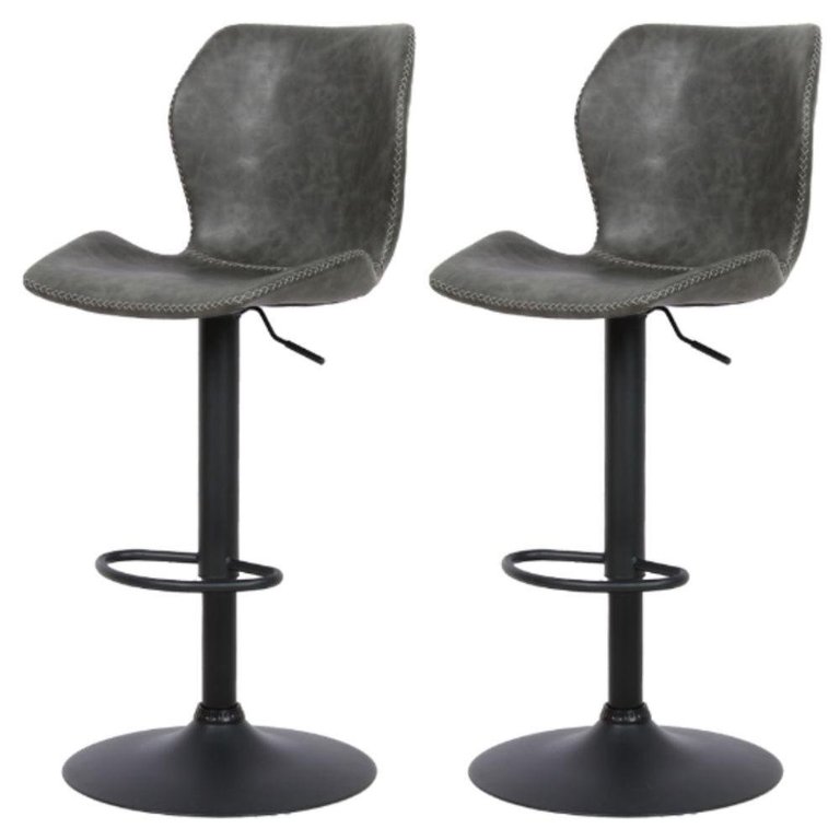 Kit 2 Banquetas Altas Itajaí Rivatti Madeira Revestida em Poliuretano (Pu) Cinza Base Disco Preta Kit 2 Banquetas Altas Itajaí Rivatti Madeira Revestida em Poliuretano (Pu) Cinza Base Disco Preta