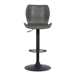 Kit 2 Banquetas Altas Itajaí Rivatti Madeira Revestida em Poliuretano (Pu) Cinza Base Disco Preta - 3