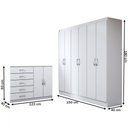 Ver imagem 4 de Guarda-roupa Luna 6 Portas 2 Gavetas com Cômoda 2 Portas 5 Gavetas Branco - Panorama Móveis