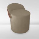 Ver imagem 3 de Puff Orgânico Redondo com Encosto Luxo Composé Corino e Suede para Sala e Recepção:capuccino