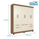 Ver imagem 2 de Guarda Roupa Casal 8 Portas Curitiba Jatobá Areia - Santos Andirá