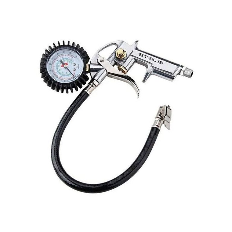 Calibrador de Pneus Pistola Para Inflar com Manometro Stels