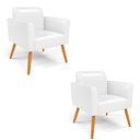 Ver imagem 1 de Kit 2 Poltronas Pés Palito Castanho Marisa Corano Branco D03 - D'Rossi