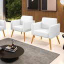 Ver imagem 2 de Kit 2 Poltronas Pés Palito Castanho Marisa Corano Branco D03 - D'Rossi