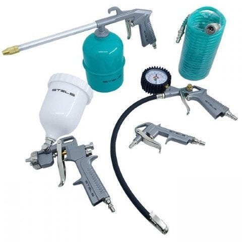 Kit 5 Peças Pistola Pintura Acessórios Compressor Stels - 3
