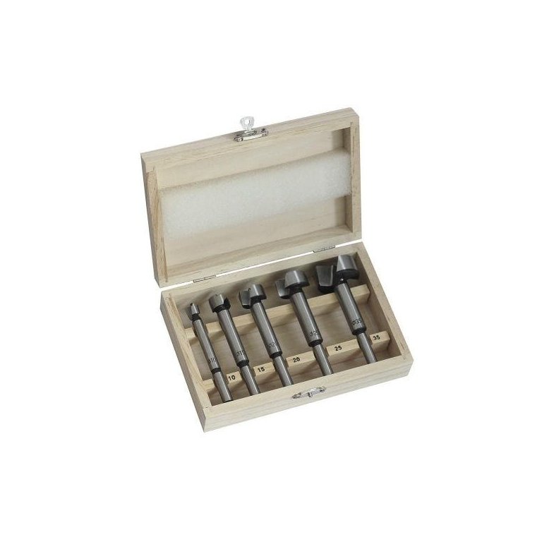 Kit 5 Brocas Forstner Fresa 10 a 35mm para Dobradiça Madeira Sparta
