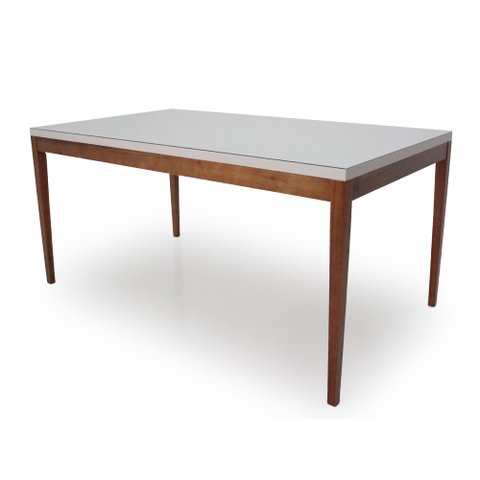 Mesa de Jantar Luna com Vidro Mmj-as As-castanho Claro/off White Laca 1,20m