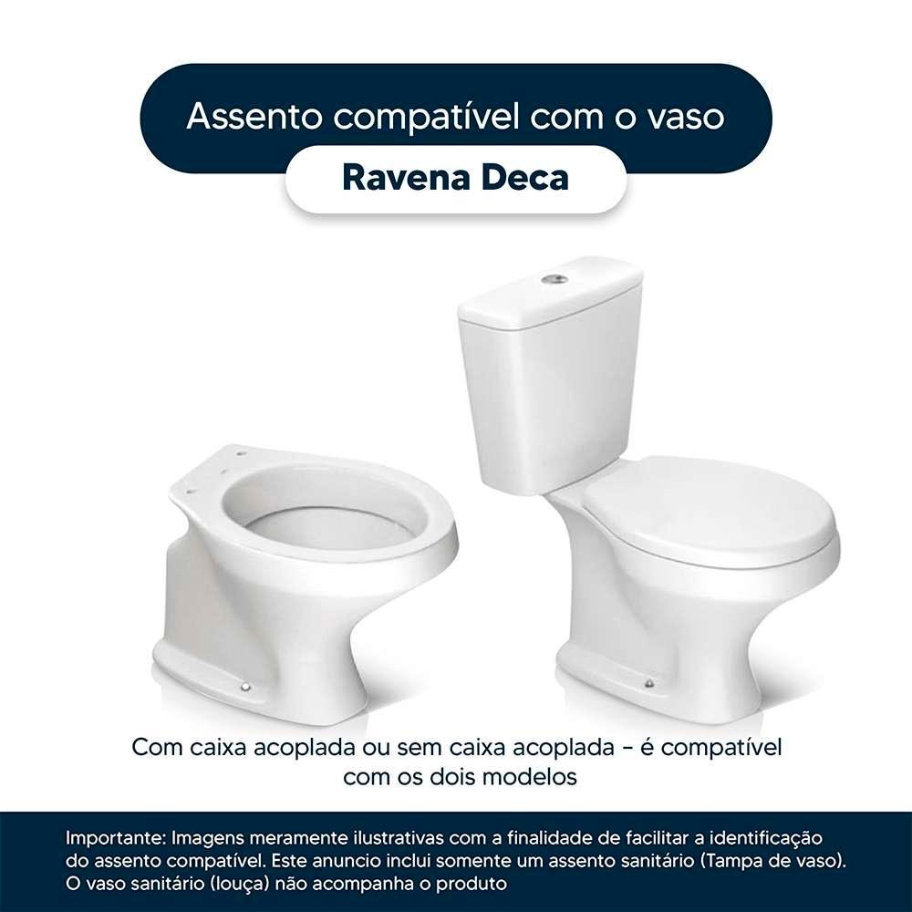 Assento Sanitário Soft Close Ravena Cinza Real para Vaso Deca com Ferragem Dourada - 4