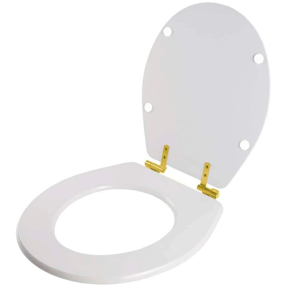 Assento Sanitário Soft Close Ravena Cinza Real para Vaso Deca com Ferragem Dourada - 2