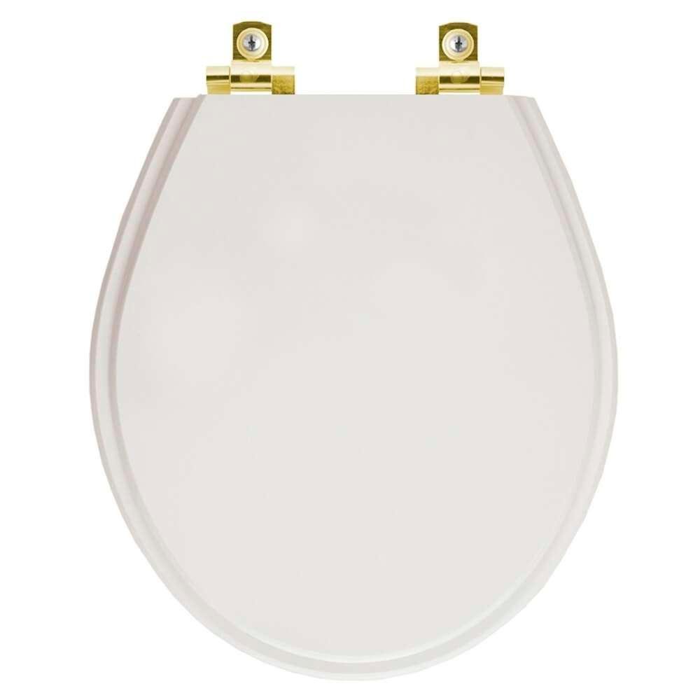 Assento Sanitário Soft Close Ravena Cinza Real para Vaso Deca com Ferragem Dourada - 1