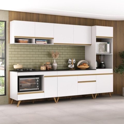 Cozinha Modulada Completa Compacta 5 Peças com Balcão para Cooktop Veneza Multimóveis Mp2268