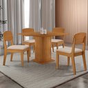 Ver imagem 1 de Mesa de Jantar Loren 90cm Tampo Mdf Canto Reto e 4 Cadeiras Copper Moderna Mobília