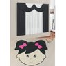 Kit Decoração Mimos Quarto Infantil = Cortina Malha 2 Metros + Tapete Pelúcia Menina Sara - - 1