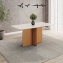 Ver imagem 1 de Mesa de Jantar 6 Lugares 160cm Tampo MDF e Vidro Canto Arredondado Lana