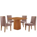 Ver imagem 2 de Mesa de Jantar Eloise 90cm Tampo Mdf Laminado com 4 Cadeiras Safira Moderna Mobília