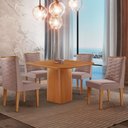 Ver imagem 1 de Mesa de Jantar Eloise 90cm Tampo Mdf Laminado com 4 Cadeiras Safira Moderna Mobília