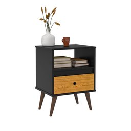 Mesa de Cabeceira Retrô Wood New:preto/nature - 1